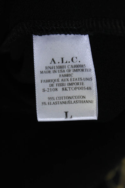 ALC Womens Black Cotton V-Neck Twist Front Long Sleeve Blouse Top Size L