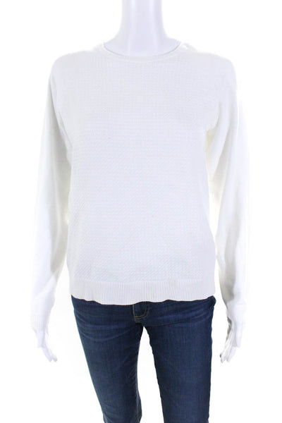 Sport Haley Womens White Crew Neck Long Sleeve Pullover Sweater Top Size M