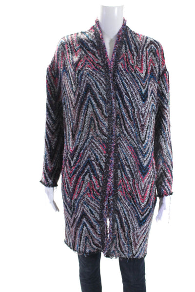 IRO Womens Cotton Blend Abstract Open Front Cardigan Sweater Multicolor Size 34