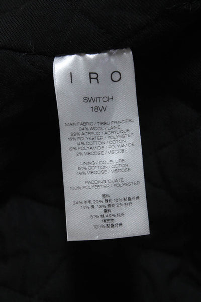 IRO Womens Wool Blend Metallic Woven Long Sleeve Zip Up Jacket Black Size 32