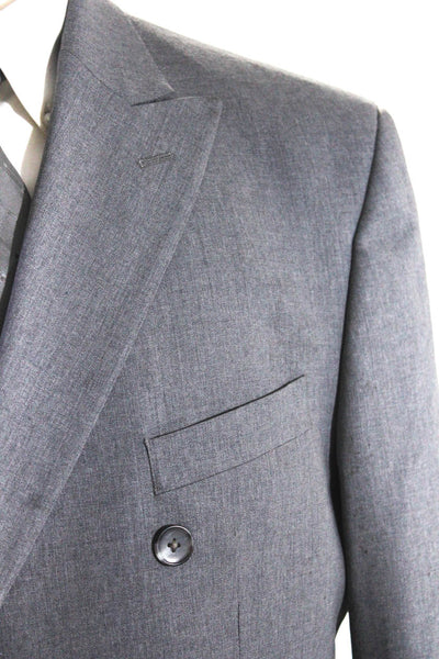 Paul Frederick Mens Gray Wool Double Breasted Long Sleeve Blazer Size 44R