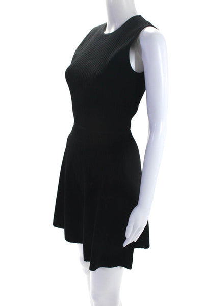 Theory Womens Sleeveless Ribbed Knit A line Dress Black Size S