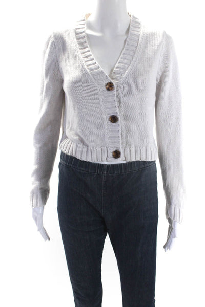 525 Womens Cotton Long Sleeve Button Down Cropped Cardigan Gray Size M
