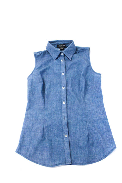 Amerliora Womens Sleeveless Collared Button Down Blouse Blue Size XS Lot 2