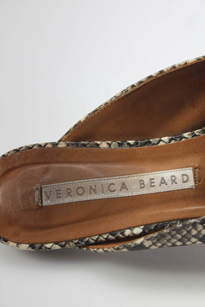 Veronica Beard Womens Snakeskin Print Slip On Flats Brown Size 8