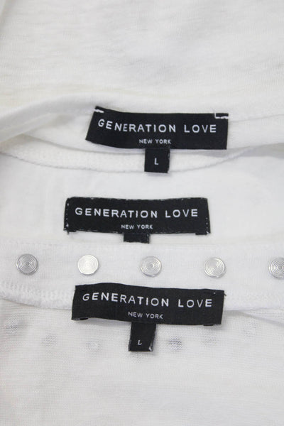 Generation Love Womens Cotton Blend Studded T-Shirt Top White Size L Lot 3