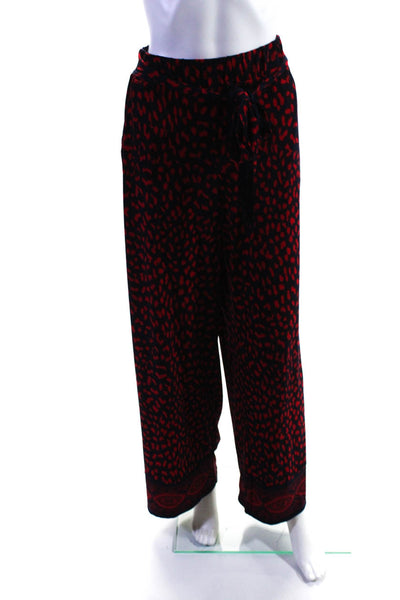 Michael Michael Kors Womens High Rise Leopard Print Pants Blue Red Size L