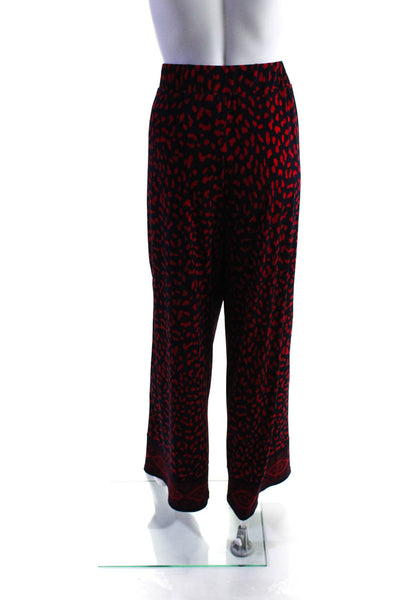 Michael Michael Kors Womens High Rise Leopard Print Pants Blue Red Size L