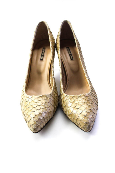 All Black Womens Snakeskin Pointed Toe Pumps Beige Size 9.5