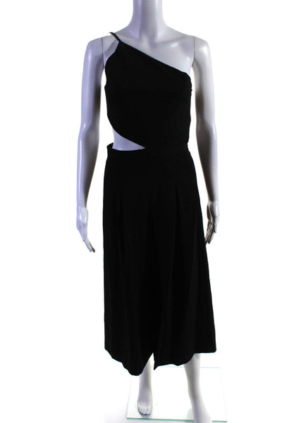 Michelle Mason Womens One Shoulder Cutout Bodice Crop Jumpsuit Black Size 2
