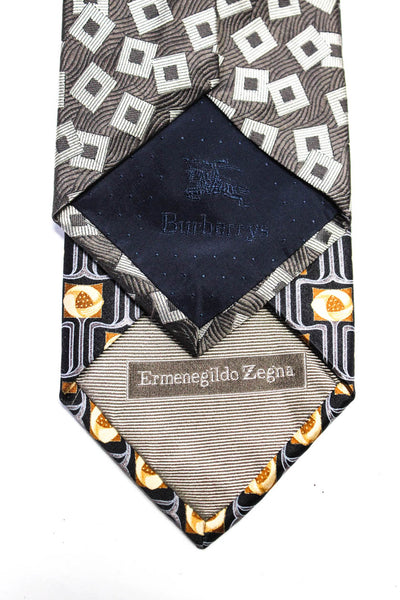 Burberrys London Ermenegildo Zegna Mens Gray Printed Silk Tie Lot 2