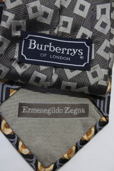 Burberrys London Ermenegildo Zegna Mens Gray Printed Silk Tie Lot 2