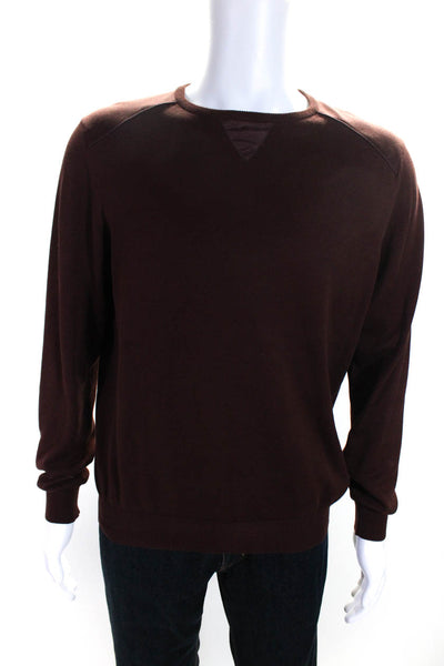 Zegna Sport Mens Brown Crew Neck Long Sleeve Pullover Sweater Top Size M