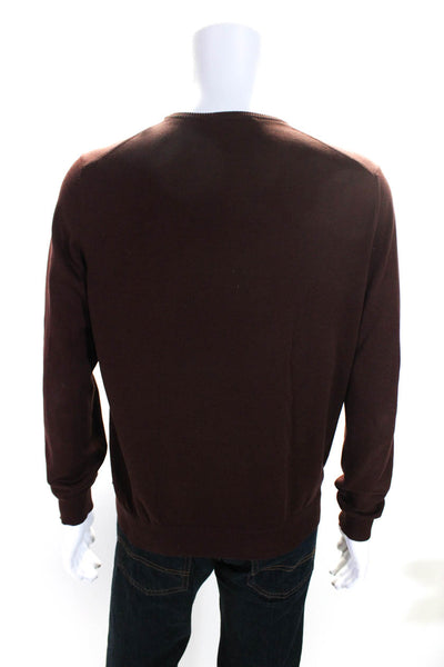 Zegna Sport Mens Brown Crew Neck Long Sleeve Pullover Sweater Top Size M