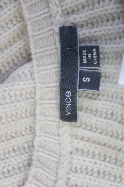 Vince Womens Cream Black Wool Striped Crew Neck Pullover Sweater Top Size S