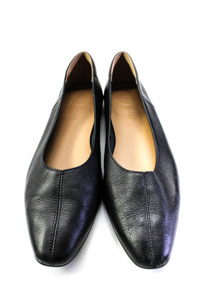 Everlane Womens Leather Front Seam Pointed Toe Slip On Flats Black Size 6.5