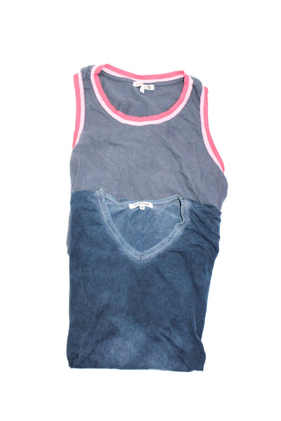 Cotton Citizen Sundry Womens V-Neck T-Shirt Tank Top Blue Gray Size M 2 Lot 2