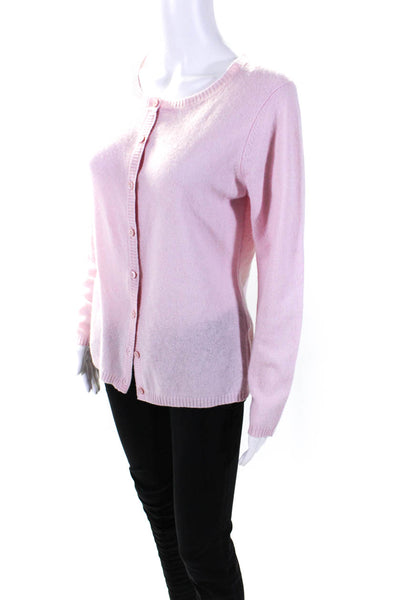 Ainsley Womens Cashmere Buttoned Long Sleeve Round Neck Cardigan Pink Size M