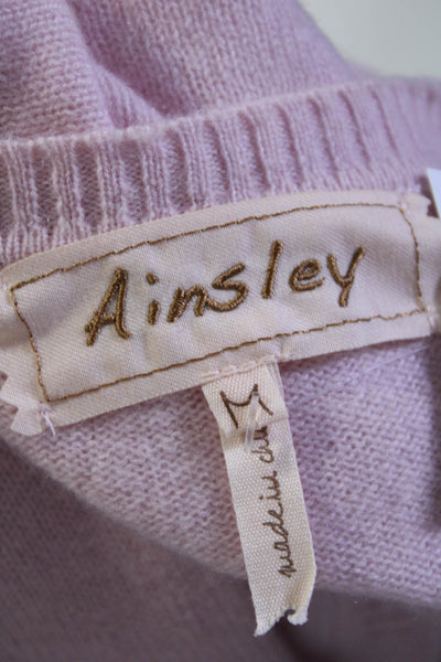 Ainsley Womens Cashmere Buttoned Long Sleeve Round Neck Cardigan Pink Size M