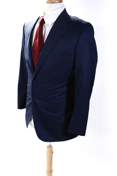 Sartoria Ambrosiana Mens Two Button Long Sleeved Slim Blazer Navy Blue Size M