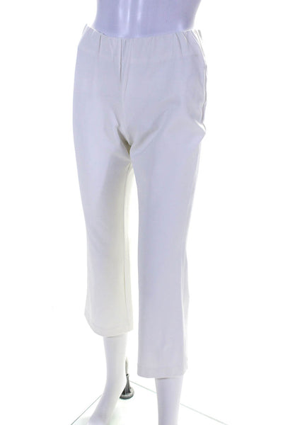 Charlotte Brody Womens Solid White Pull On High Rise Straight Leg Pants Size S