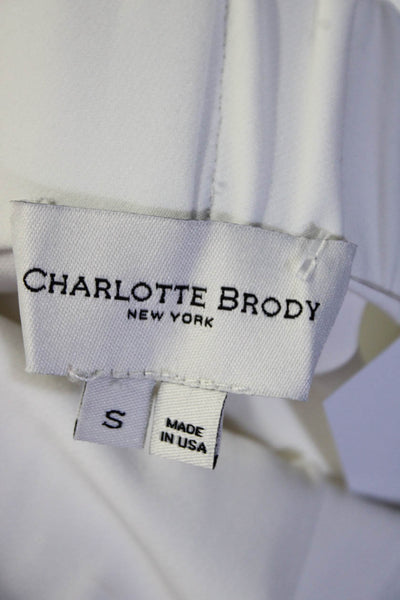 Charlotte Brody Womens Solid White Pull On High Rise Straight Leg Pants Size S