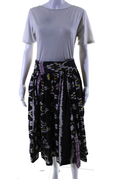 Calypso Saint Barth Womens Elastic Waistband Abstract Skirt Gray Multi Small