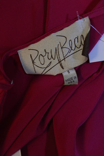 Rory Beca Womens Spaghetti Strap Ruffled V Neck Mini Wrap Dress Hot Pink Size S