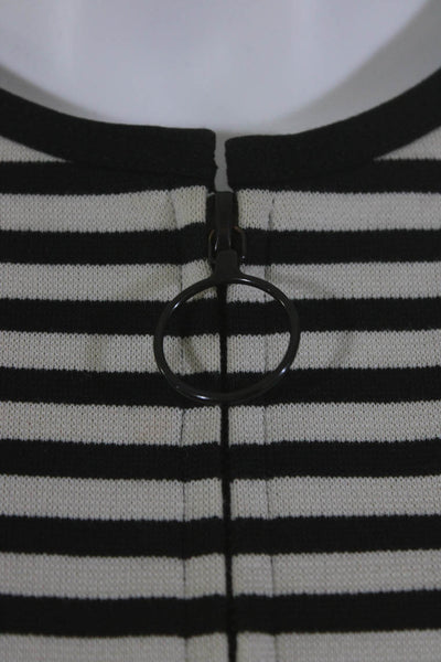 Akris Punto x Bergdorf Goodman Womens White Black Striped Zip Jacket Size 10