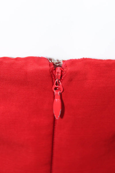 Khaite Womens Bright Red Linen Strapless Mini Fit & Flare Dress Size 6