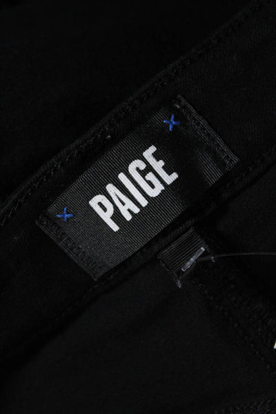 Paige Womens Buttoned Fringed Hem Straight Leg Casual Pants Black Size EUR32