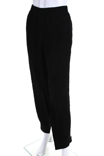 Lanvin Womens Elastic Ruched Cuffed Hem Slip-On Straight Pants Black Size EUR42