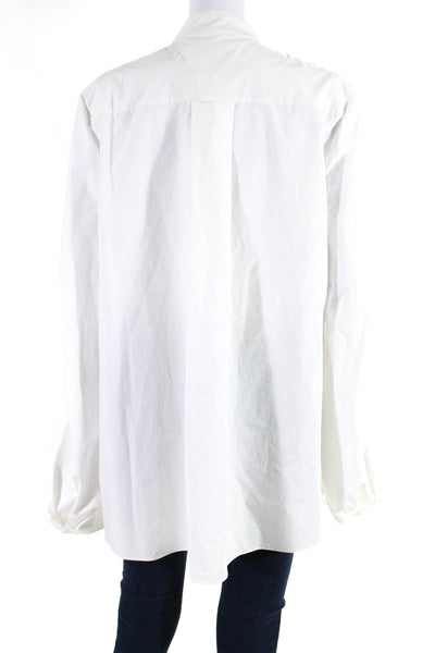 Roksanda Womens Cotton Striped Pleated Buttoned Long Sleeve Blouse White Size 16