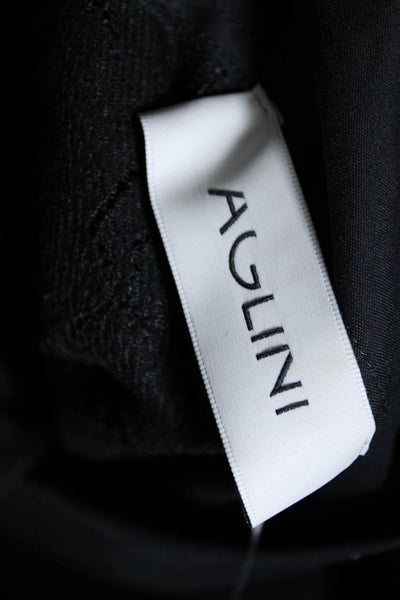 Aglini Womens Cotton Long Sleeve Lace Combo Button Down Blouse Black Size 44
