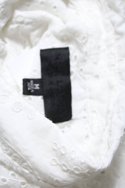 Nili Lotan Womens Cotton Eyelet lace Long Sleeve Button Down Blouse White Size M