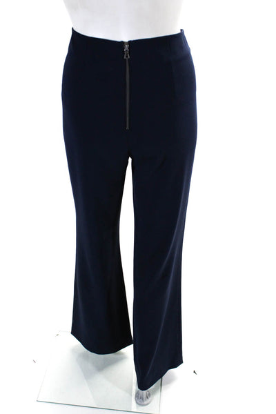 Alice + Olivia Womens High Rise Wide Leg Back Zip Trousers Navy Size S