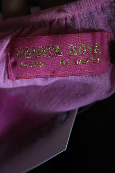 Vanita Rosa Womens Cotton Graphic Print V Neck Coverup Pink Size 1