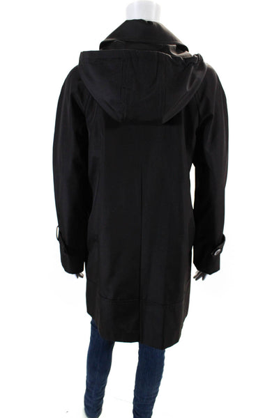 Marc New York Womens Long Sleeve Collared Mid-Length Rain Coat Dark Brown Size S