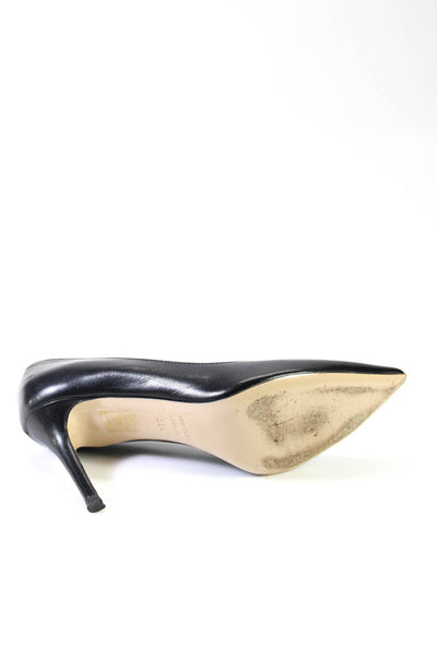 Barneys New York Womens Black Leather Pointed Toe High Heels Pumps Shoes Size5.5