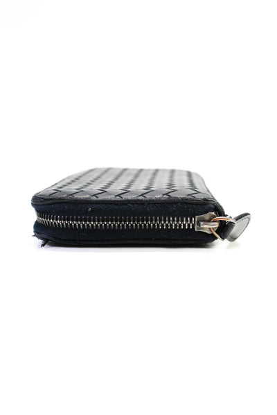 Bottega Veneta Womens Black Leather Woven Intrecciato Zip Long Wallet