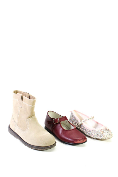 Crewcuts Zara Amaia Girls Boots Glittery Pink Mary Jane Shoes Size 28 Lot 3