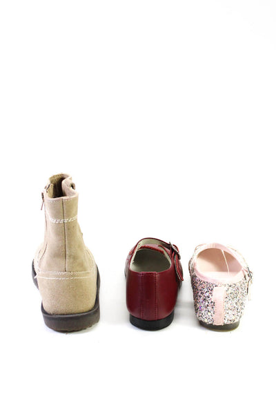 Crewcuts Zara Amaia Girls Boots Glittery Pink Mary Jane Shoes Size 28 Lot 3
