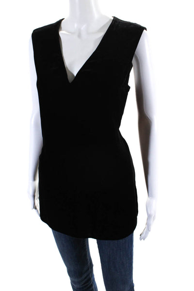 Ralph Lauren Collection Womens Sleeveless V Neck Velvet Top Black Size 6