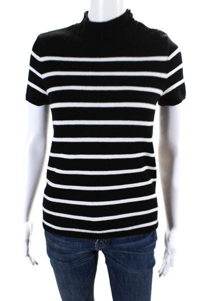 Polo Ralph Lauren Womens Short Sleeve Striped Shirt Black White Size Small