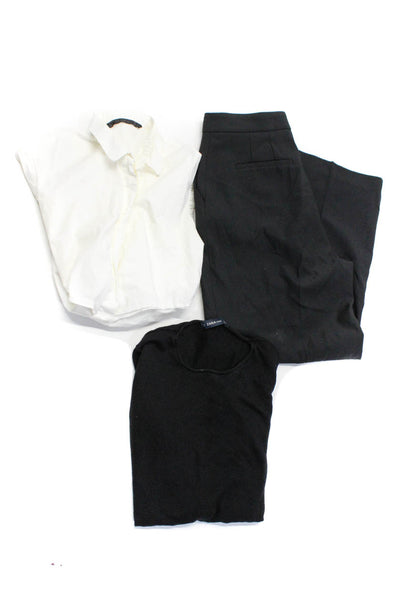 Zara Womens Collared Shirt Knit Sweatshirt Pants Black White Small Medium Lot 3