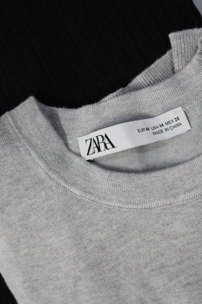 Zara Womens Crew Neck Knit Shirts Gray Black Beige Size Small Medium Lot 4