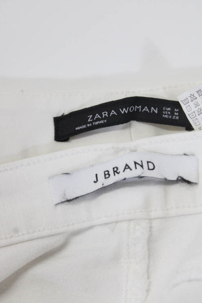 Zara Woman J Brand Womens Cotton Mid-Rise Tapered Pants White Size M 28 Lot 2