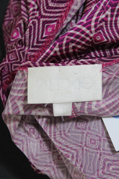 Alexis Womens Geometric Print V-Neck Short Sleeve Zip Up Romper Purple Size M