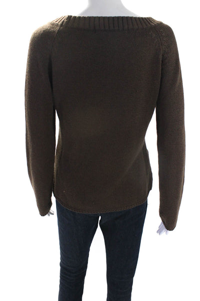 Le Phare De La Baleine Womens Knit Graphic Print Sweater Top Brown Size M