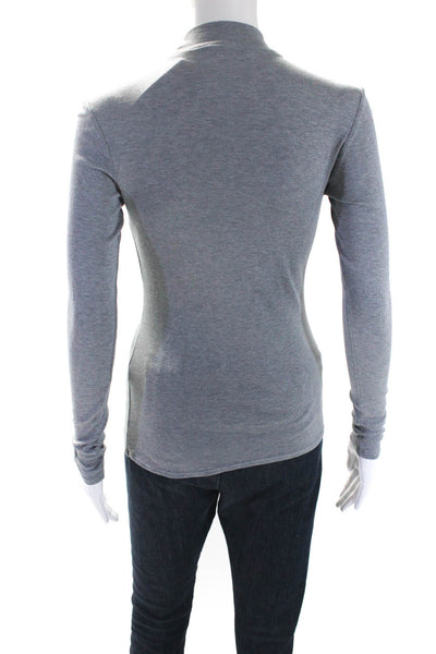Frame Women's Mock Neck Long Sleeves Cut-Out Blouse Gray Size XS